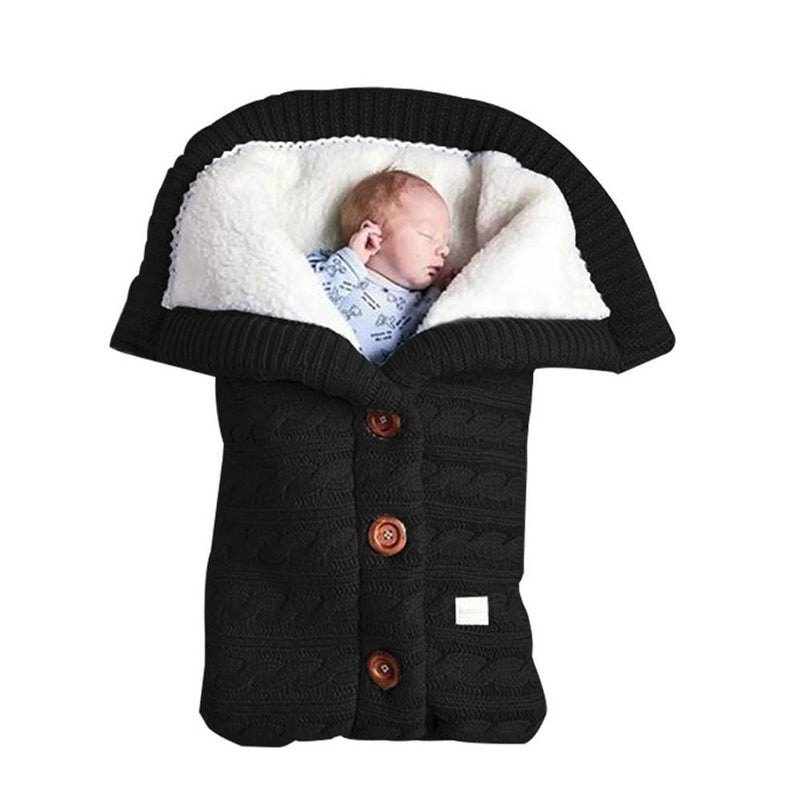 Spring, Autumn and Winter Knitted Sleeping Bags, Baby Stroller Sleeping Bags, Swaddle Bags, Pushcart Sleeping Bags, Button Cable Knit Sleeping Bags, Fleece-lined and Thickened Swaddle Blankets